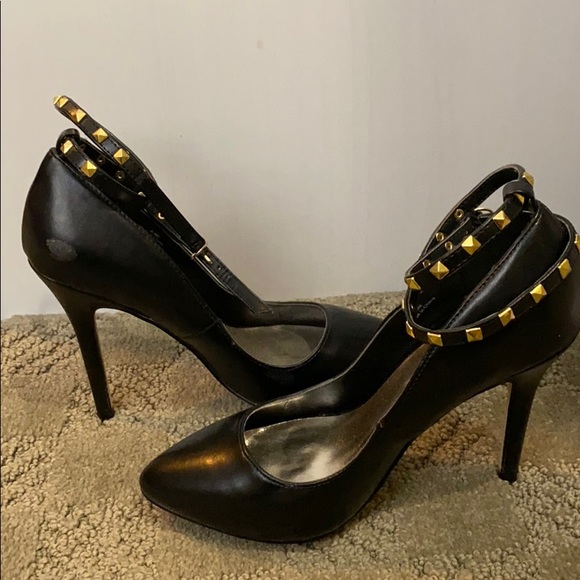 Black just fab strappy heels